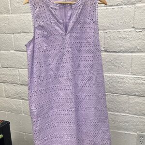 LOFT Lilac Eyelet Midi Dress